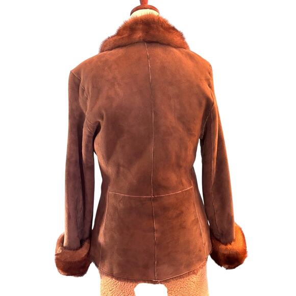 GORGEOUS Vintage Made in FRANCE 100% Mouton Jacket Brown Size 38 XS S - Picture 2 of 7